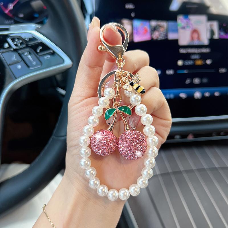 New Pearls, String Cherries, Car Keychain Pendant, Fashion, Diamond Fruit Cherries, Bags, Charms, Bee Accessories