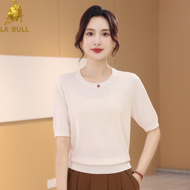 

LA BULL Women s Slim-Fit Pure Wool Knit Top M