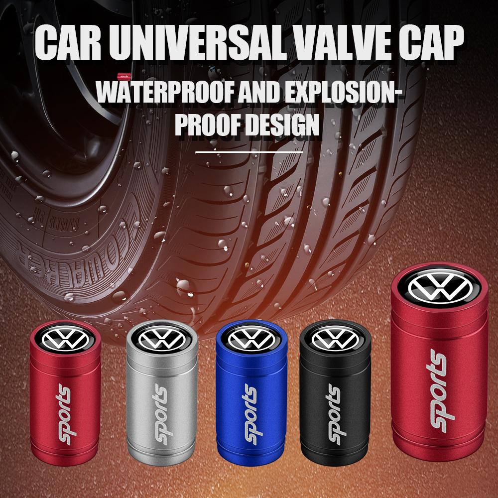 4Pcs Car Tire Valve Caps Metal Wheel Dust Covers Accessories for Volkswagen VW Rline Golf 4 5 6 7 Tiguan Passat B5 B6 B7 CC MK5 CWU1