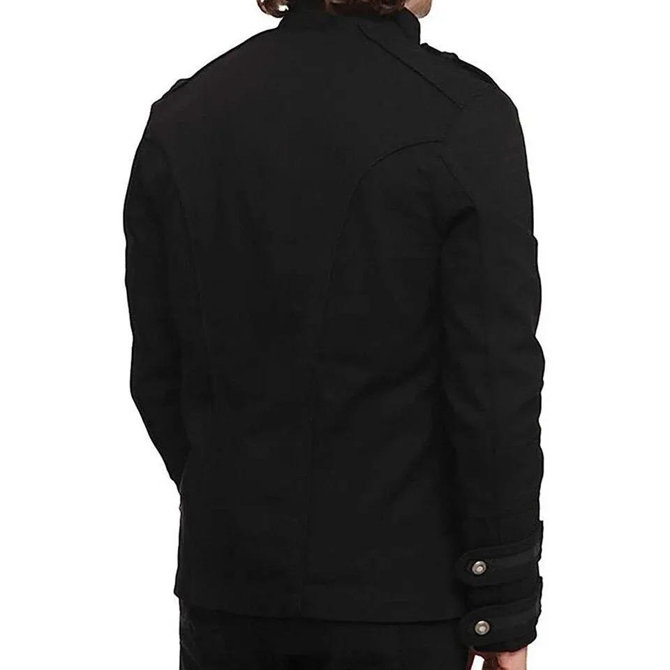 Men's Black Gothic Steampunk Military Band Jacket