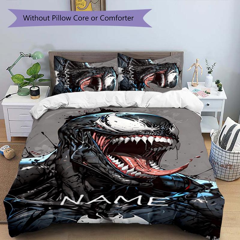 3pcs Venom4 Cover Set - Personalized Name, HD Printed Bedding with 1 Cover and 2 Pillowcases - Perfect for Home Decor, Easy Care