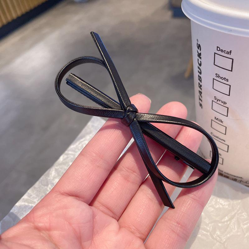 Korean Faux Leather Bow Hair Clip: Cute, Sweet Accessory for Women and Girls