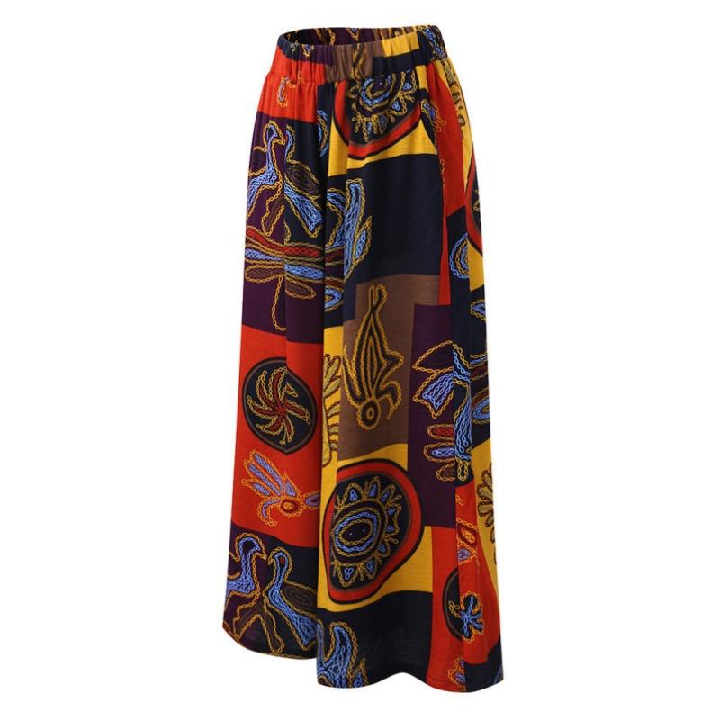 

Женские брюки большого размера с широкими штанинами в стиле бохо с этническим принтом, эластичным поясом и ярким геометрическим узором 5XL оранжевый
