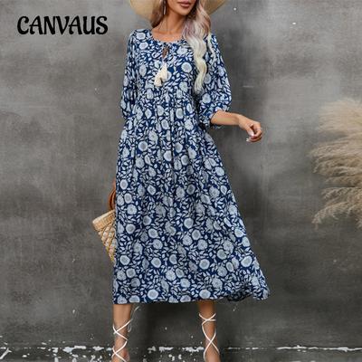 Summer Women's Dress Half-sleeve Beach Bohemian V-neck Dress