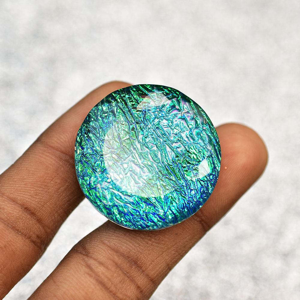 Lab-Created Opal Loose Gemstone Multicolor 74.6 ct Round 30x30mm October Birthday Birthstone