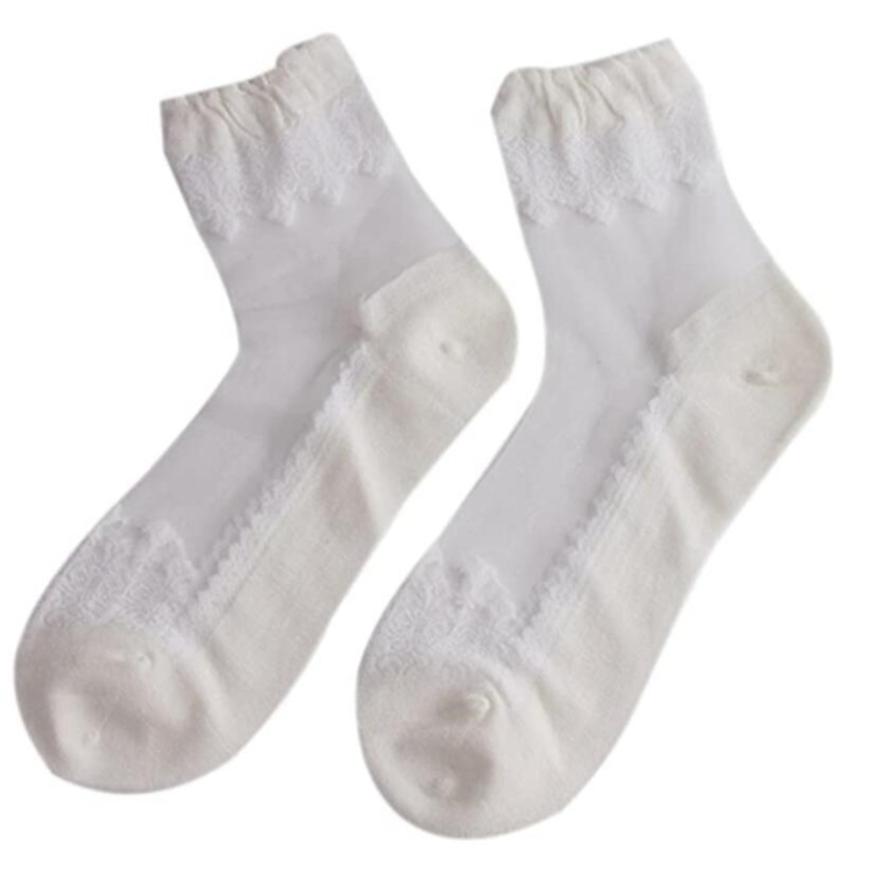 

Девушка Лолита в стиле барокко Мягкие кружевные прозрачные хрустальные чулки Стеклянные чулки Короткие носки Ворсовые носки One Size белый