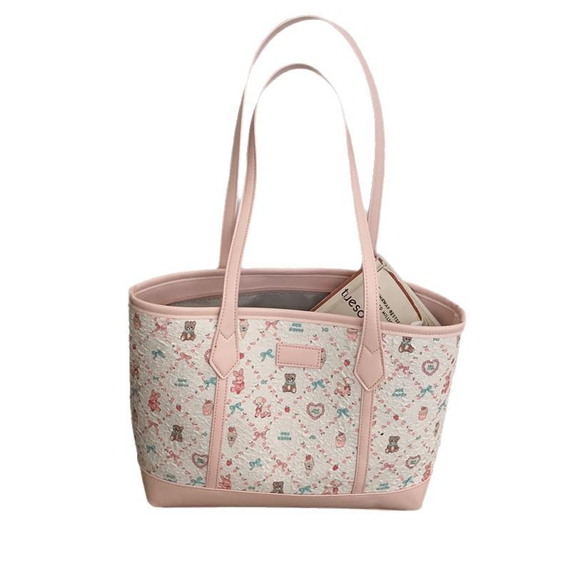 Summer Bag Large Capacity Women's Armpit Bag 2025 New Cartoon Bear Printed Tote Bag Fashion Shoulder Bag