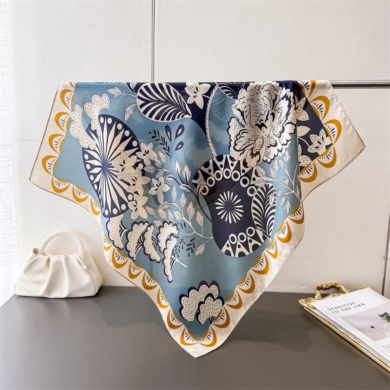 Sunscreen Light Luxury Printed Silk-Like Scarf Shawl Neck Scarf High-End Versatile Women's Headband
