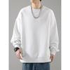 Men's 320g Heavyweight Round Neck Loose Pullover Hoodie - Autumn Long Sleeve Solid Color Outerwear.