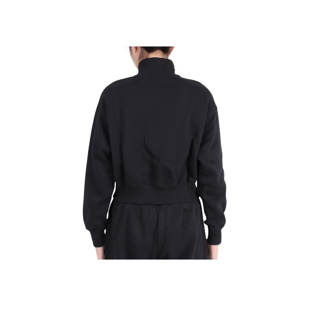Nike Sportswear Letter Print Half-Zip Cropped Sweatshirt Women Tops Black FQ7980-010