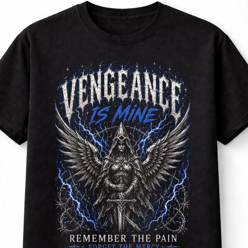Vengeance Is Mine Fallen Angel Gothic Graphic Unisex TShirt S