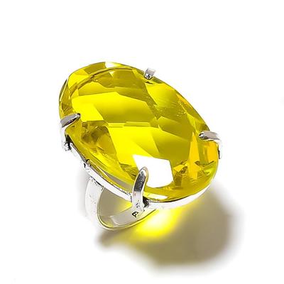 Bague en argent sterling 925 faite à la main avec pierre précieuse citrine, taille 6 k4S73