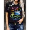 Damen Freizeit-T-Shirt mit kurzen Ärmeln - Nautischer Kreuzfahrt-Grafikdruck mit dem Slogan "I Love When We're Cruisin Together"