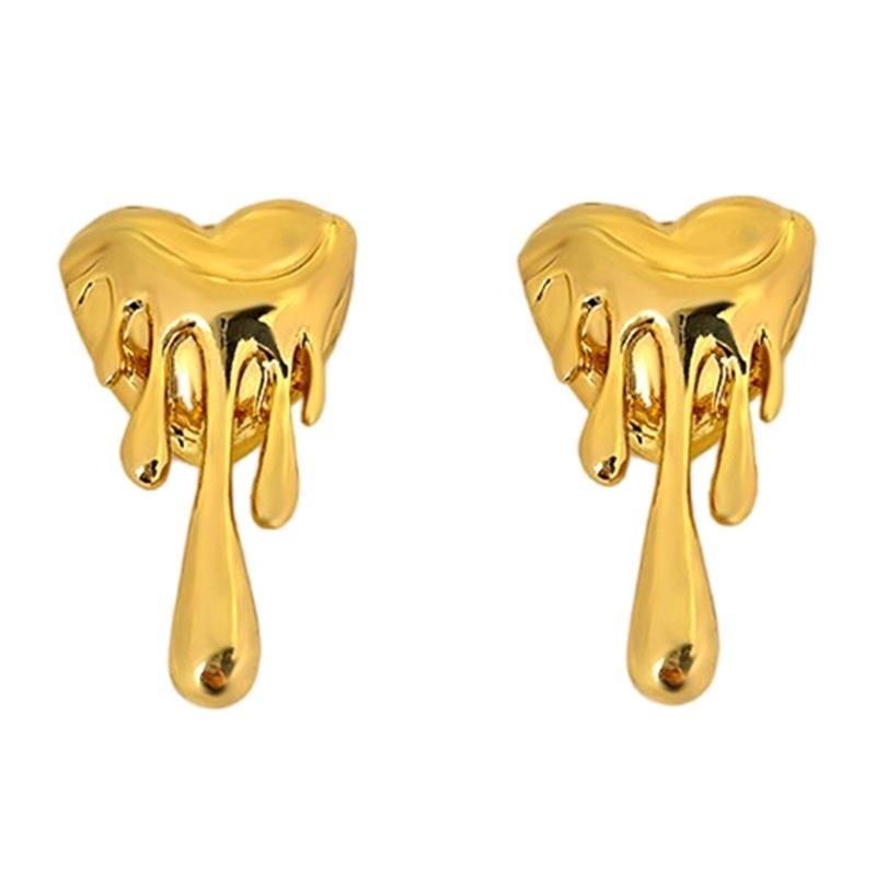 

Vintage Designs Heart Melt Earrings Artistic Heart Shaped Earrings Accessory for Women Who Love Distinctive Styles золотий