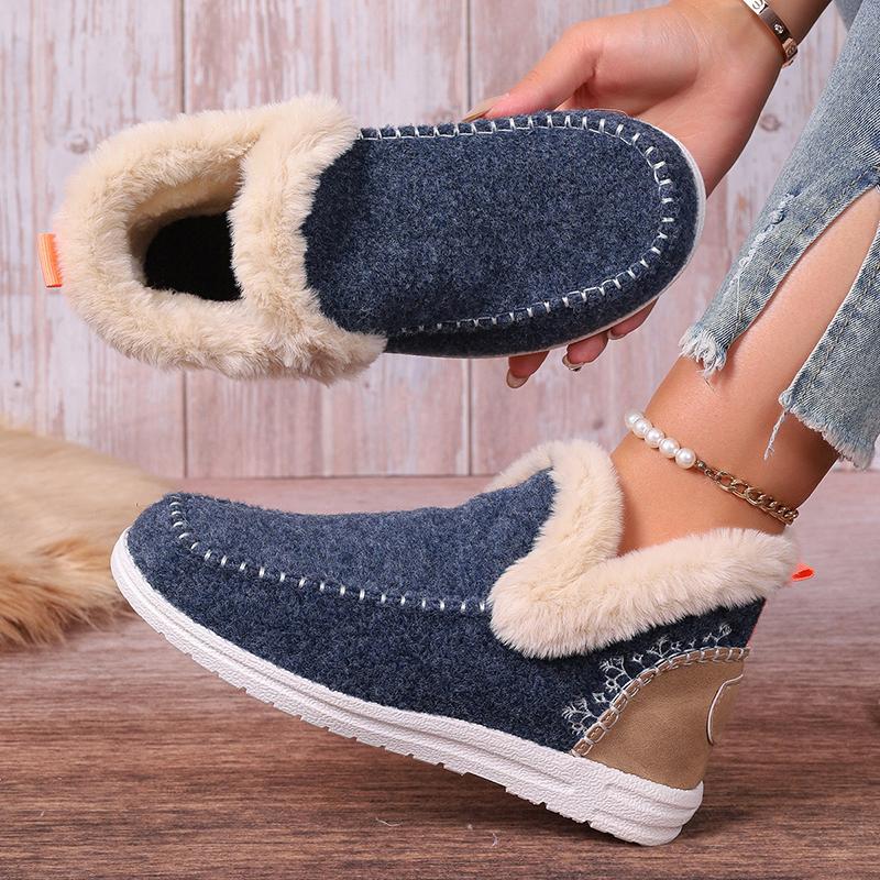 Men's Shoes Fashion Warm Outdoor Fluffy Slippers Winter Fur Snow Boots Men House