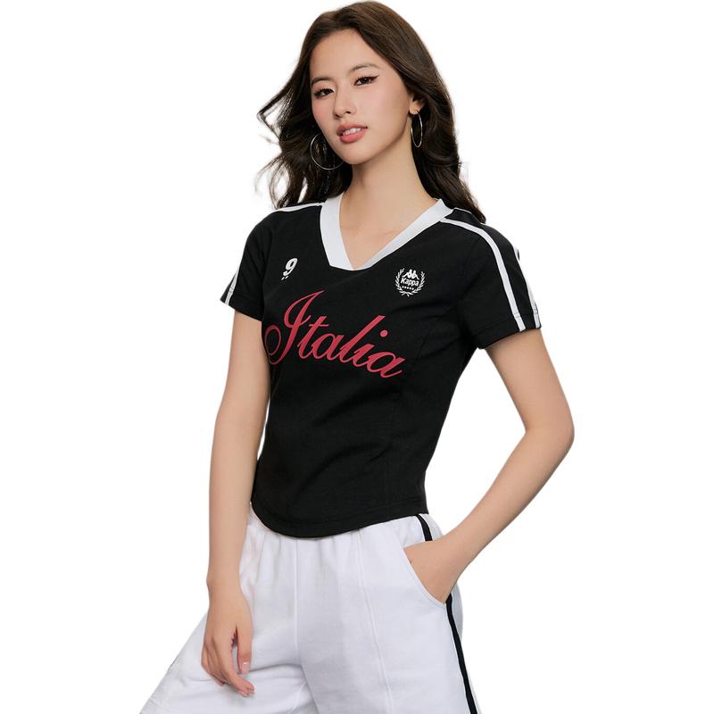 

Kappa Women s Slim Fit V-Neck Short Sleeve T-Shirt M