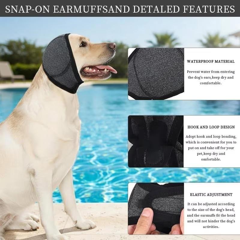 Dog Ear Hood for Swimming and Bathing - Adjustable Ear Cover Protector for Dogs