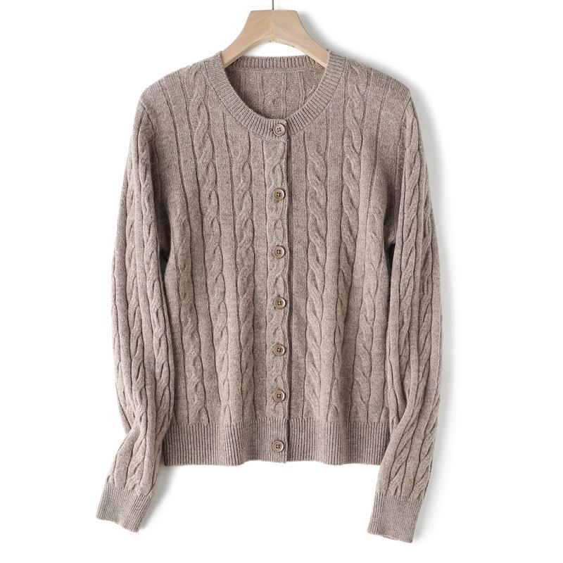 

RL Ретро Кардиган з Косами Бойовий Кінь - 100% Австралійська Вовна, Солодкий Стиль MIU, Універсальний Круглий Виріз XL