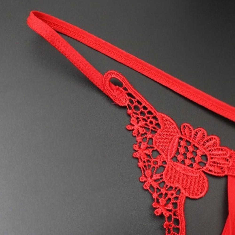 Pearl Women's Thong Low Waist Mesh Lace Briefs Panties Pearl Lace Underwear  Girl