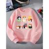 Kids Crewneck Hoodie, Cute Cats Sushi Cup Print,Casual Sportswear for Spring & Autumn