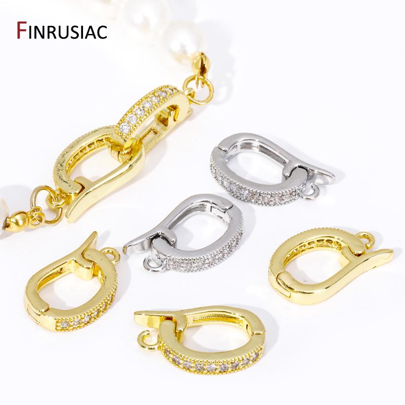 Großhandel 18K Gold Plated Messing Scharnier Halskette Verstärker Eingelegt Zirkon Anhänger Öse Mit Ring Für DIY Schmuckherstellung Zubehör