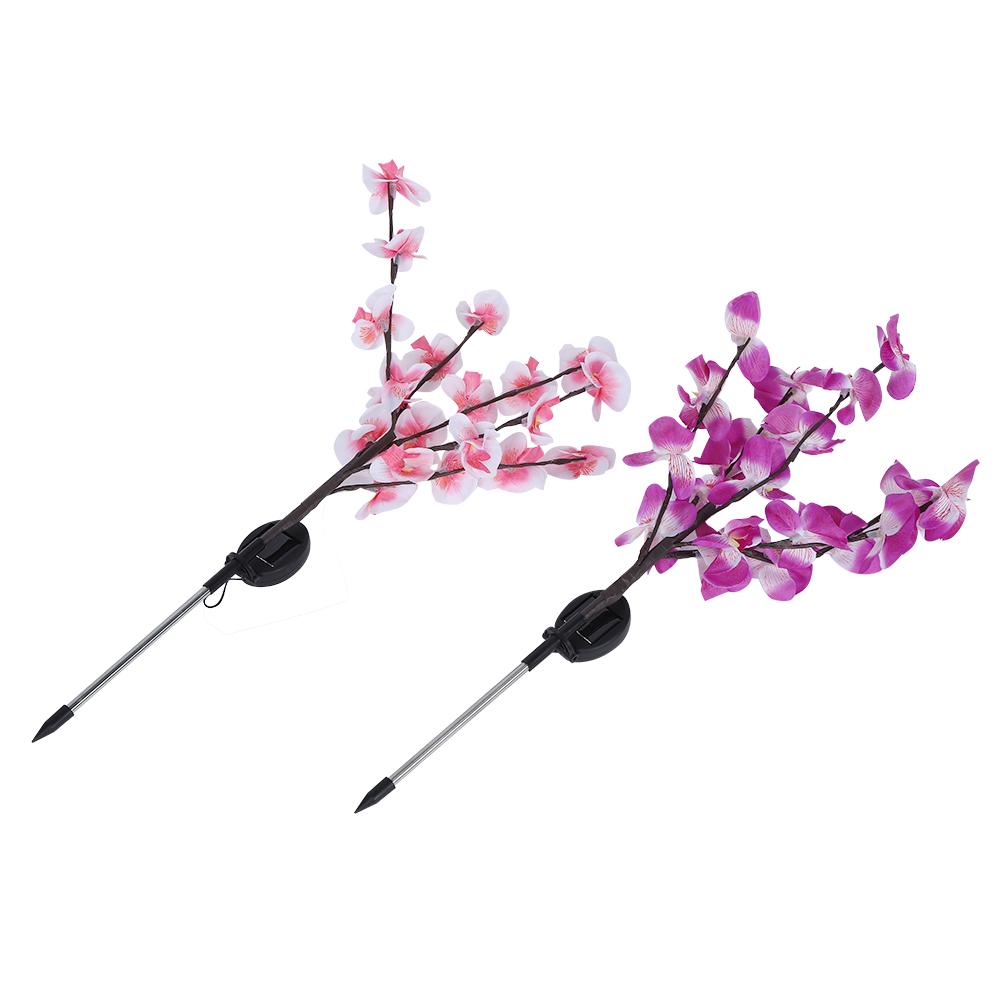 2Pcs/Set Solar Power LED Artificial Orchid Tree Lights for Garden Courtyard Lawn Decoration