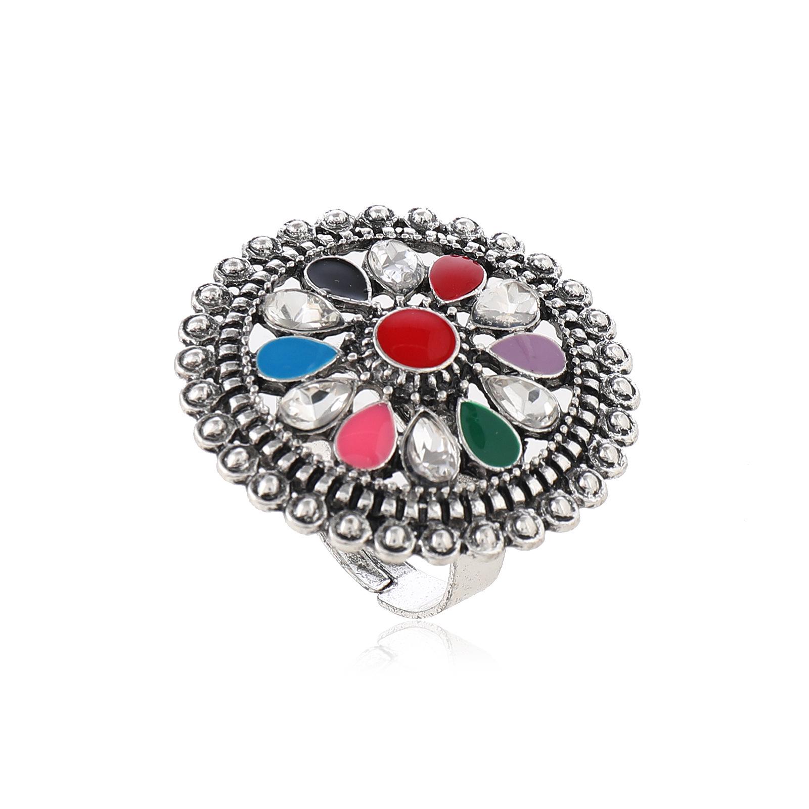 

Европейское и американское ретро этническое круглое кольцо с бриллиантом в форме капли воды