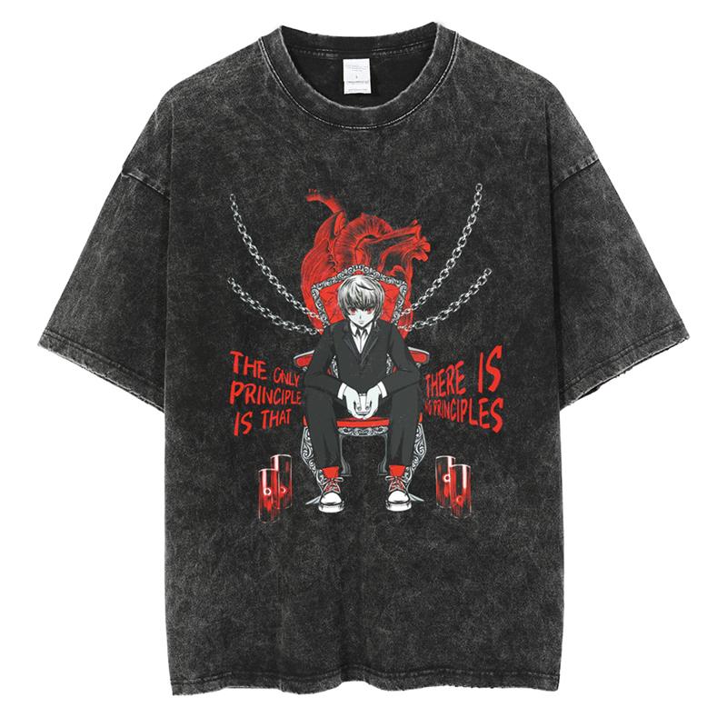Graphic Vintage Acid Wash Cotton Tees for Men Women Casual Oversized TShirt Summer Workout Fitness Short Sleeve Tops Streetwear
