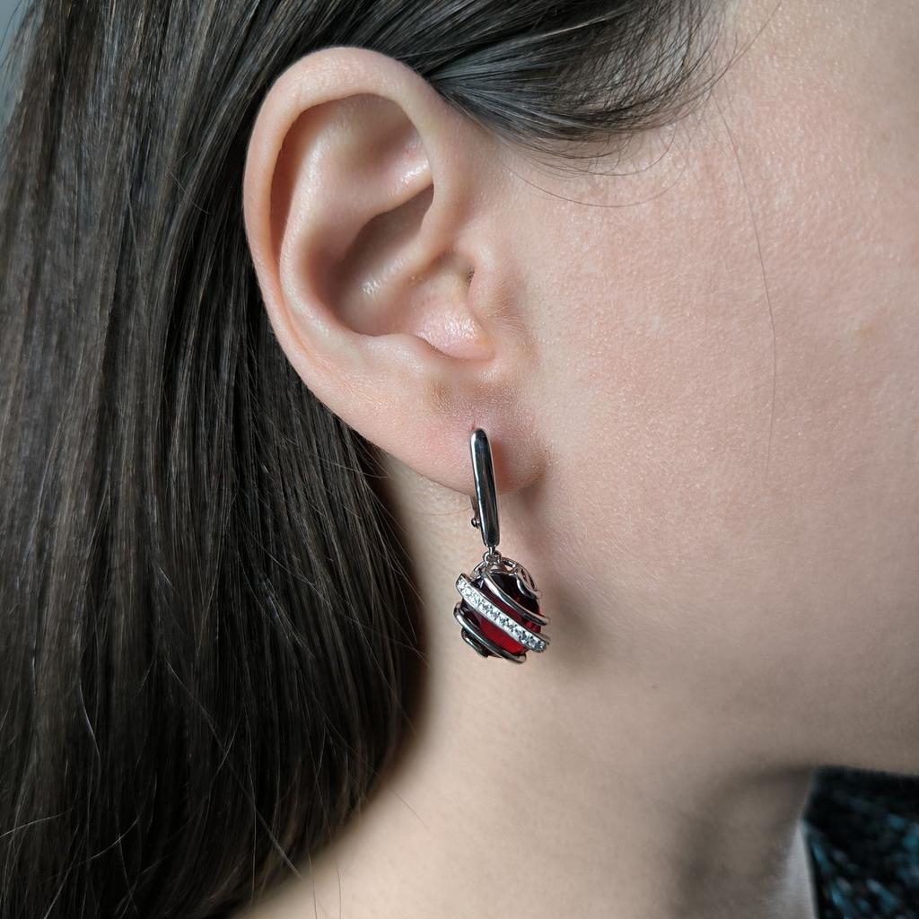 Серебряные серьги с натуральным гранатом 8.463ct (2182221)