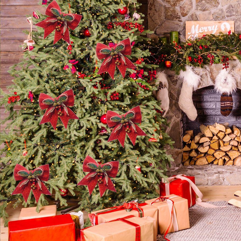Christmas Tree Handmade Pine Cones Home Ornament Bow Ties Christmas Bow Christmas Decoration