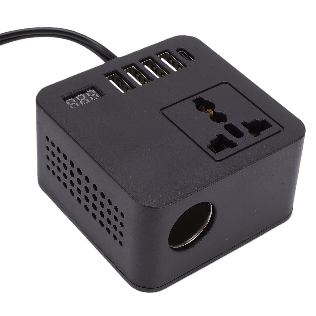 Car Power Inverter 300W Peak with 4 USB 1 Type C Charging Ports LED Voltage Display Car Plug Adapter for Most Vehicle