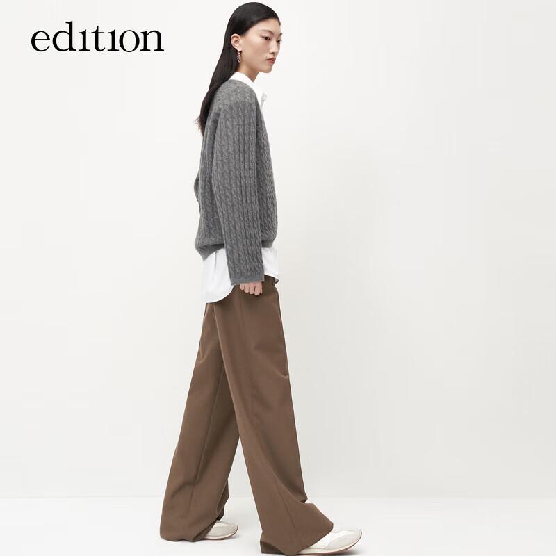 

Edition P-Series Women s Deep V-Neck Cable Knit Cashmere Sweater S