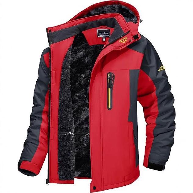 LXL Men's Windproof Winter Ski Jacket - Plus Size, Loose Fit, Fleece Lined, Thickened, Hooded, Warm Cotton Outerwear.