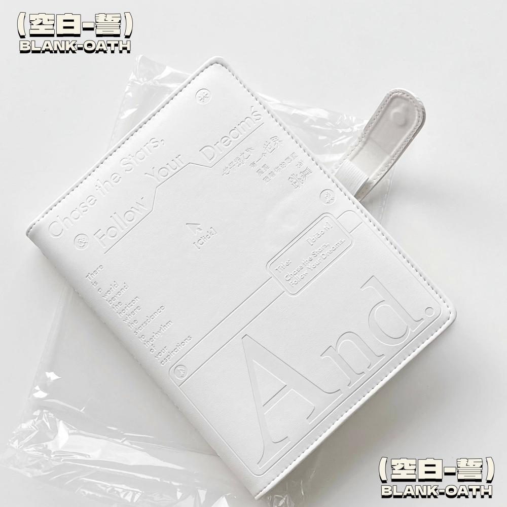 White Embossed PU Leather A5 Binder, Magnetic 4-Pocket card Album for Instax Polaroid & K-Pop Photo Cards Collection