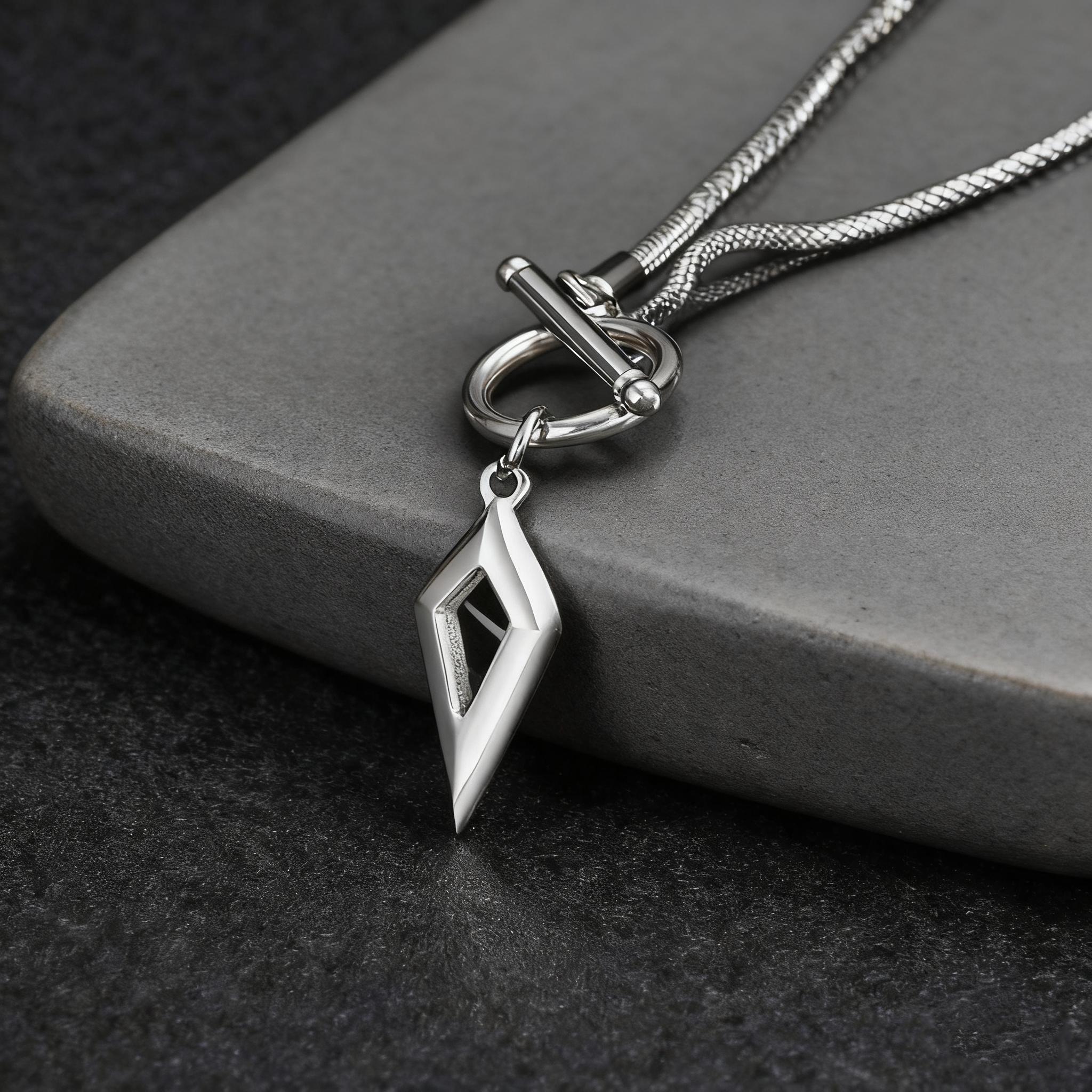 

Trendy Classic Four-pointed Star Pendant OT Buckle Necklace for Men, Stainless Steel Round Snake Chain Necklace, Punk Jewelry 60CM