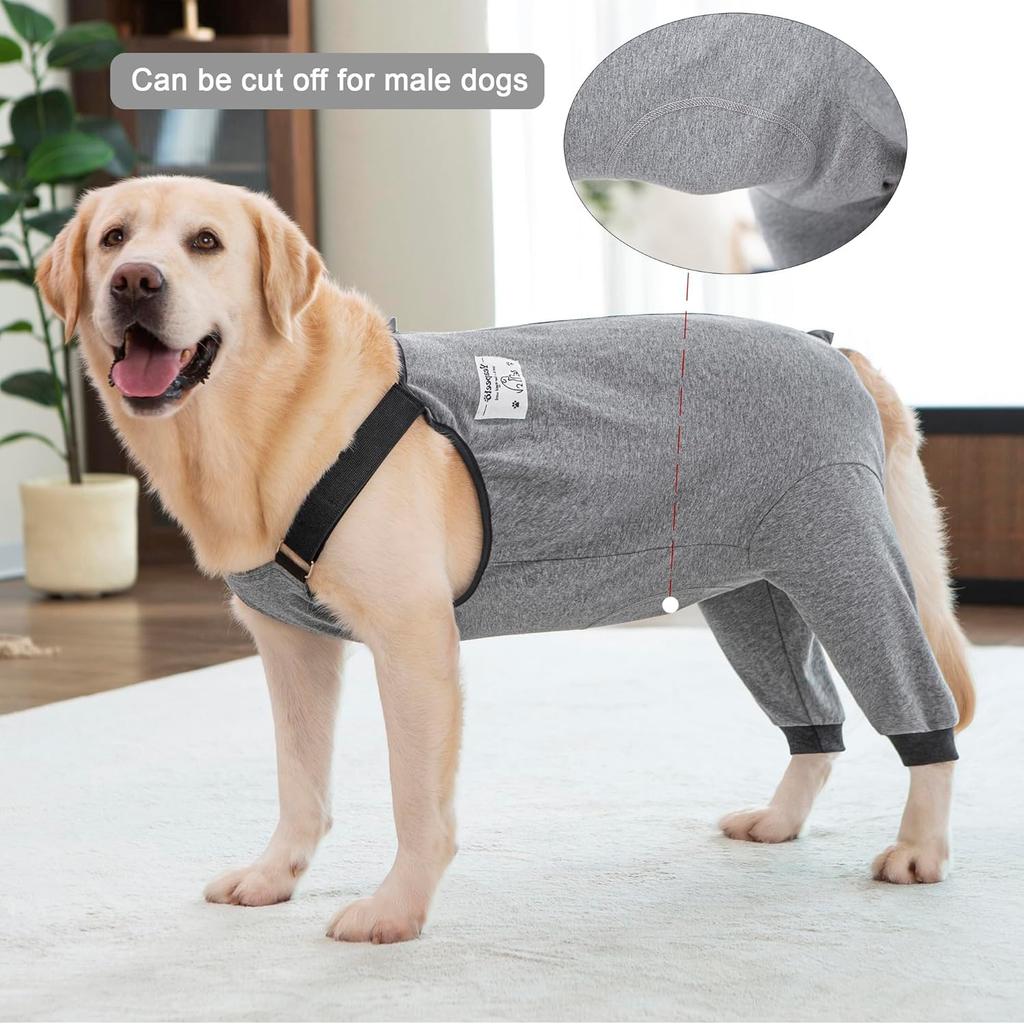 Dog Recovery Suit for Hid Leg, Soft Stretchy Pants for Hip Thigh Wound Protective Sleeves to Prevent Licking (Grey, XL(Reference Weight 13-22 lbs))