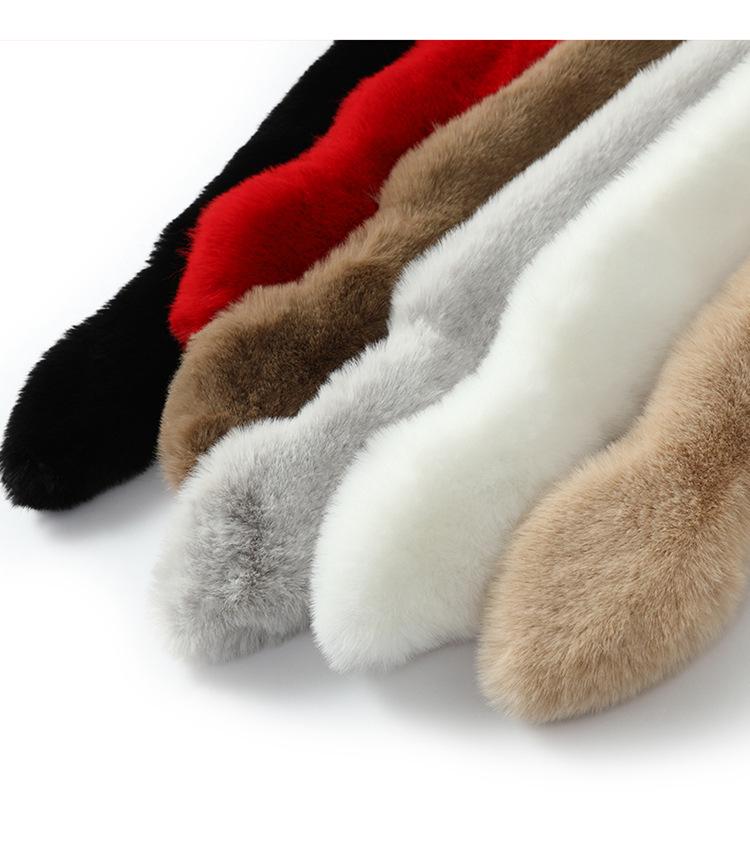 Double-Sided Rex Rabbit Fur Scarf & Neck Warmer - Women's Winter Thick, Versatile, Plush Snood