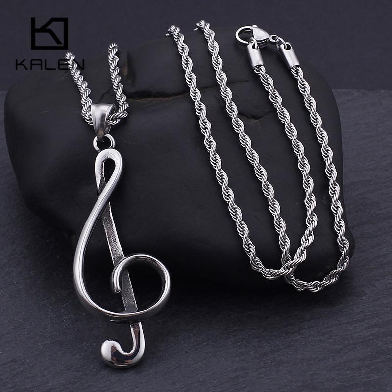 The Treble Clef G Musical Stainless Steel Pendant Necklace For Men Women Charm Chain Couple Jewelry