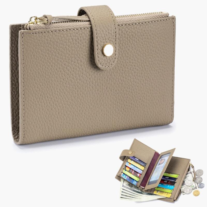 New leather women's wallet large capacity short multi-card ID bag cowhide vertical multi-function passport bag