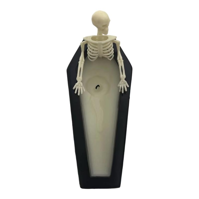 Resins Skeleton Decoration Coffin Shape Candle Horror Skull Sculpture For Holiday Displays Halloween Party Supplies