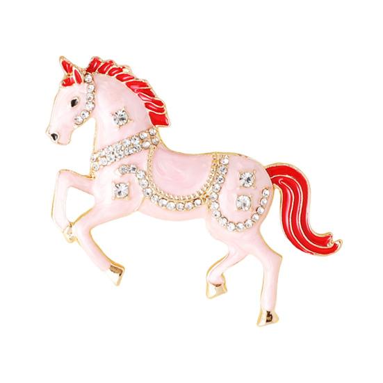 Enamel Horse Brooch Rhinestones Inlaid Horse Lapel Pin Retro Horse Brooch Pin Men Women Outfit Accessory for Clothes Hats Bags Scarves