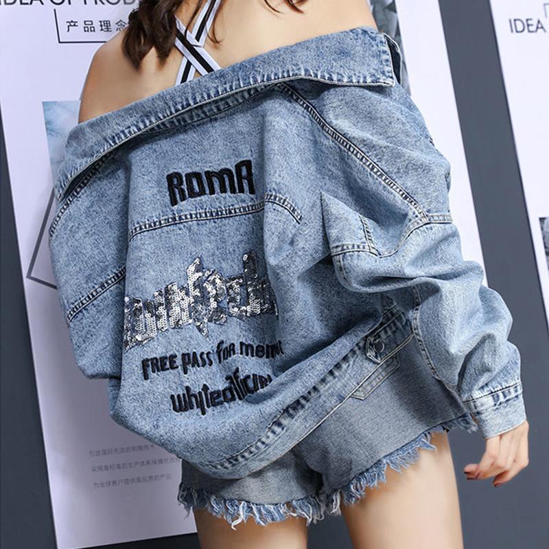 denim jacket with sequin back