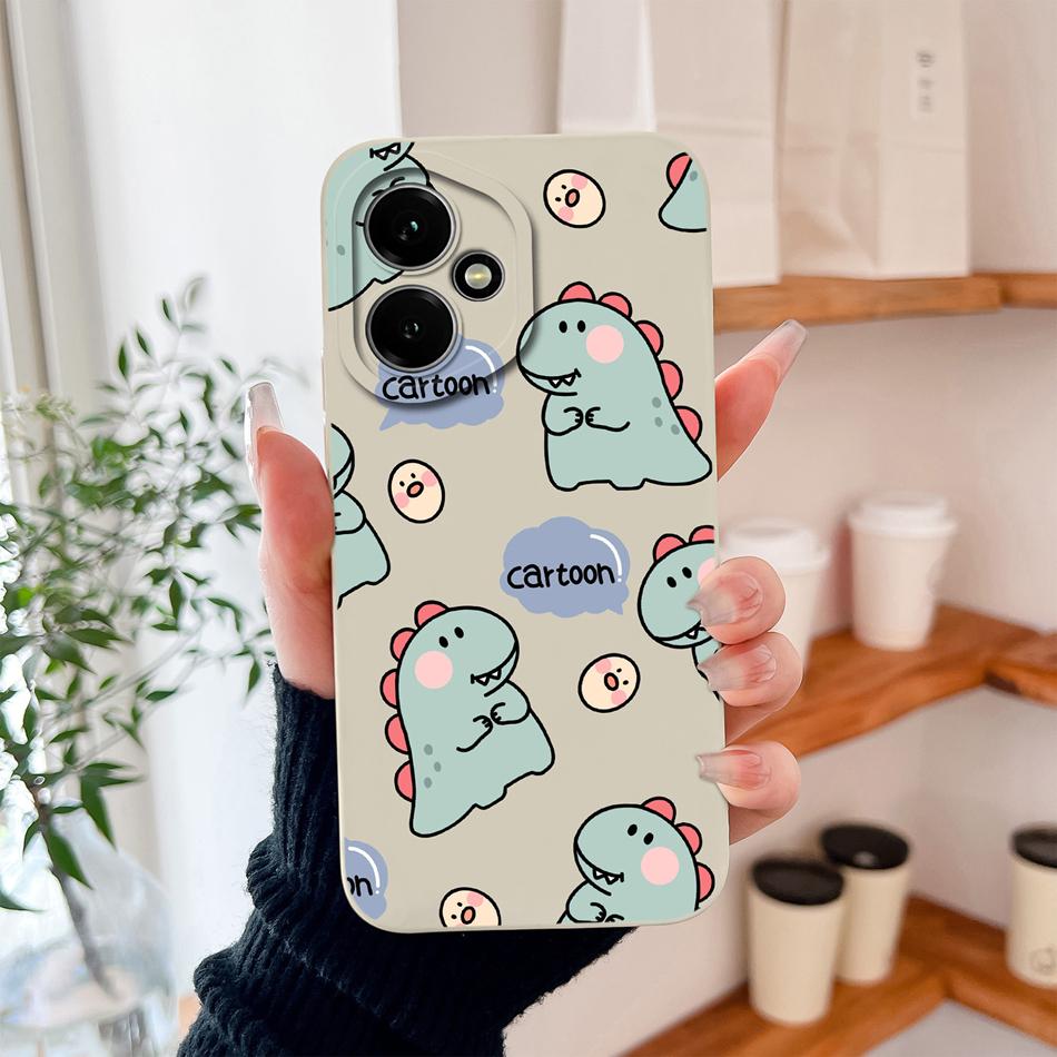 Case For Honor 400 Pro Global Cartoon Dinosaur Back Cover Liquid Silicone Full Protection Durable Shockproof Phone Protectors
