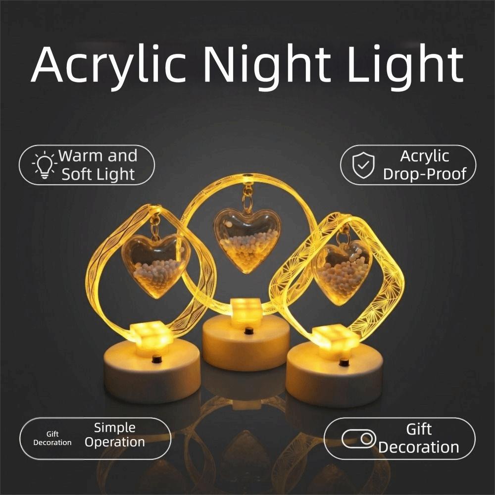 Soft Warm Lighting Acrylic Heart Shaped LED Night Light Neat Workmanship Compact Body Creative Holiday Present