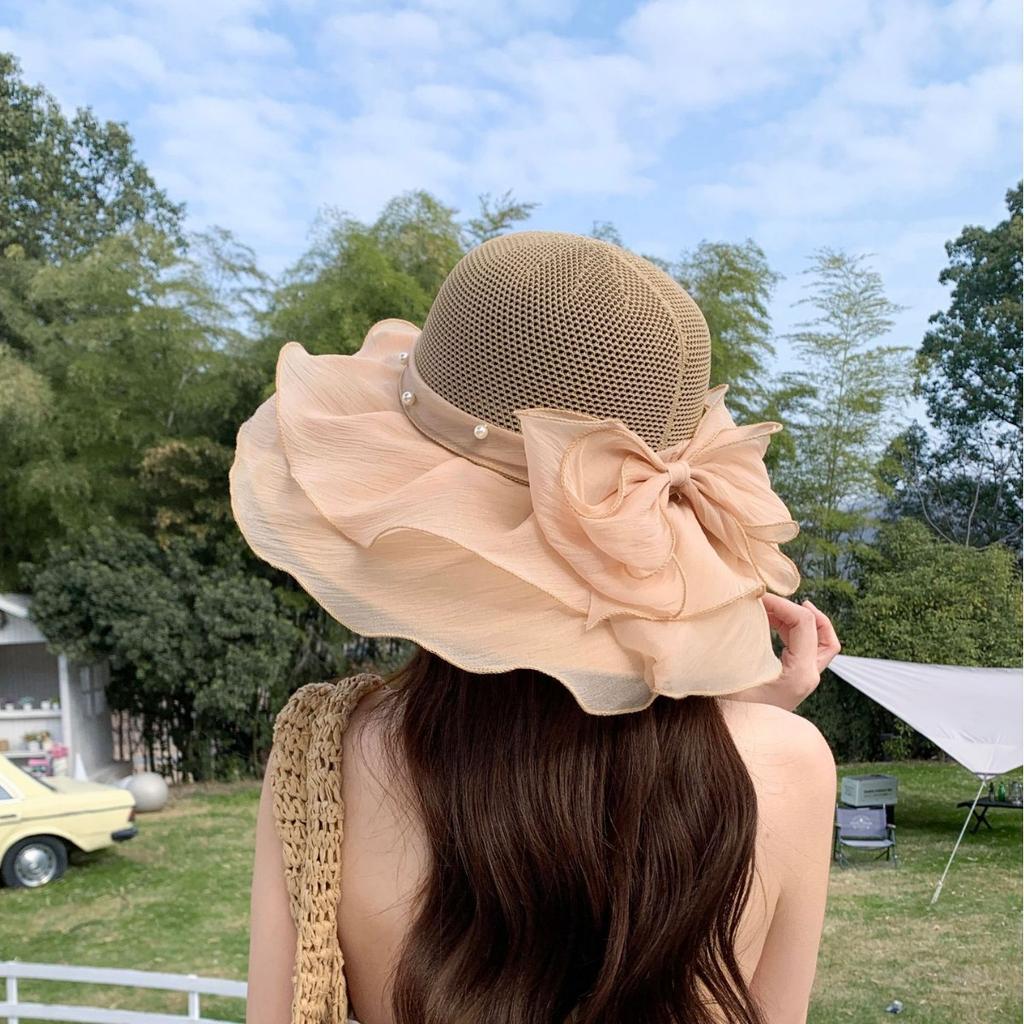 Spring And Summer Ladies Big Eaves Mesh Shell Ya Sweet Bucket Hat Shading Breathable Sun Hat Sun Hat