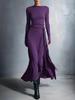 2025 Women's Autumn/Winter Solid Color Long Sleeve Wrap Dress with Knot Detail