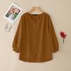 ZANZEA Women Casual V-Neck Solid Color 3/4 Sleeve Loose Blouse