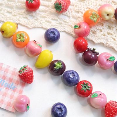 5 Stück Bunte 3D Realistische Fruchtförmige Streubeads Glänzende Oberfläche Für DIY Armband Halskette Schmuckherstellung
