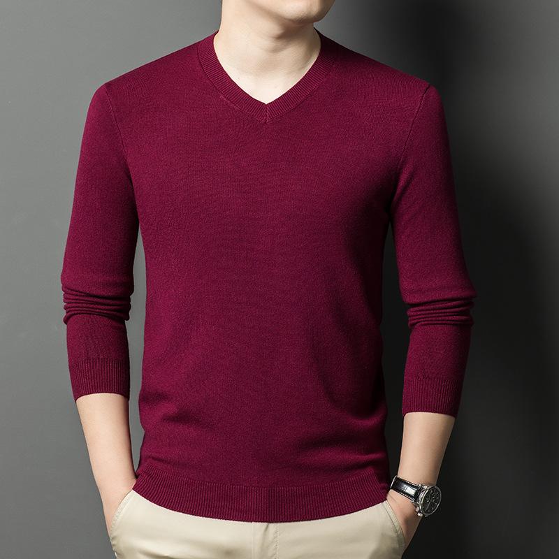 

Men s Sweater High-end V-neck Boutique Men s Clothing Autumn Casual Baizhong Knitted Sweater M красный
