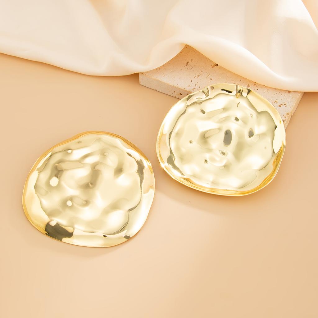 Ingemark Exaggeration Irregular Big Texture Round Stud Earrings Women Minimalism Gold Color Metal Piercing Earring New Jewelry